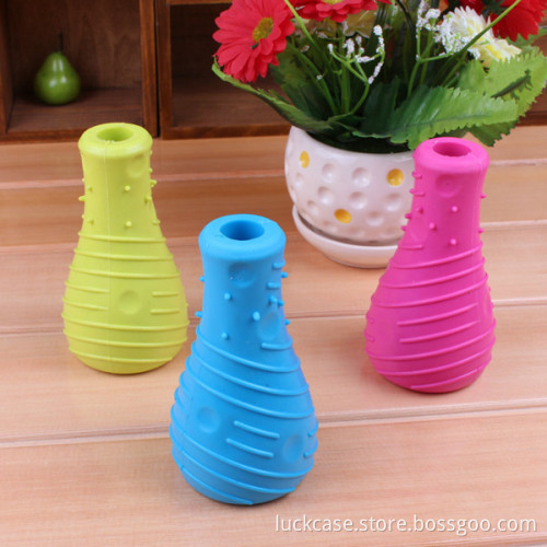 Top grade silicone massage winebottle for pet dog biting teether toy for cleaning teeth